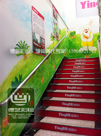 2015年1月25日济南宝贝邻里齐鲁软件园店卡通室内墙绘  手绘墙